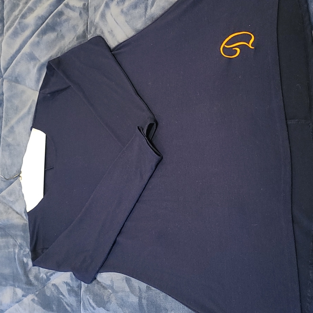 Initial Outfitters navy blue tunic with initial D in orange